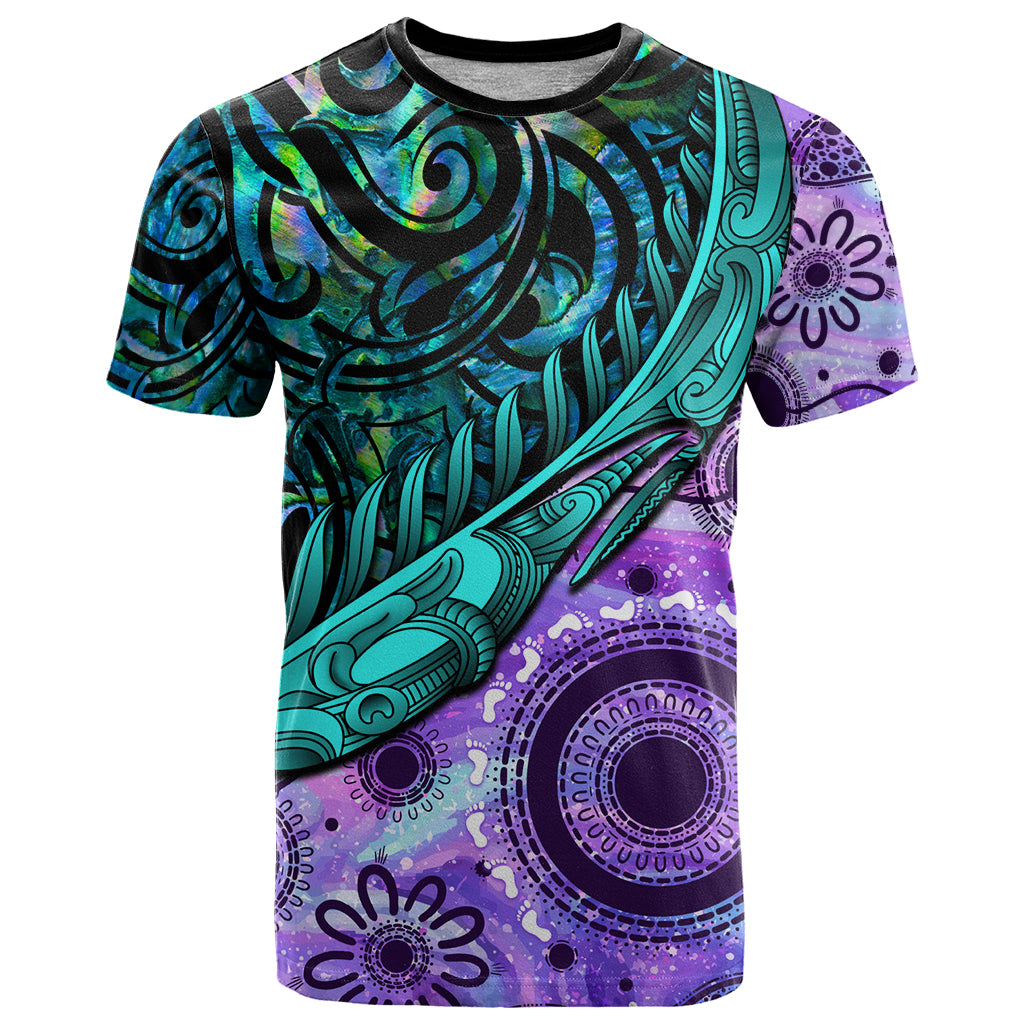 New Zealand Paua Shell With Australia Opal Unique Combine T Shirt LT14 Green - Polynesian Pride
