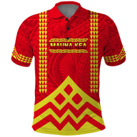 Hawaii Mauna Kea Polo Shirt Hawaiian Kakau Tribal Pattern LT14 Red - Polynesian Pride