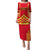 Hawaii Mauna Kea Puletasi Hawaiian Kakau Tribal Pattern LT14 Long Dress Red - Polynesian Pride