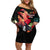 Hawaii Mauna Kea Family Matching Off Shoulder Short Dress and Hawaiian Shirt White Mountain With Nene Tropical Vibes LT14 Mom's Dress Black - Polynesian Pride