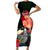 Hawaii Mauna Kea Family Matching Short Sleeve Bodycon Dress and Hawaiian Shirt White Mountain With Nene Tropical Vibes LT14 Mom's Dress Black - Polynesian Pride