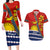 Personalised Mauri Kiribati Couples Matching Long Sleeve Bodycon Dress and Hawaiian Shirt Polynesian Ribaberiki Flag Style Mix Plumeria LT14 Red - Polynesian Pride