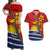 Personalised Mauri Kiribati Couples Matching Off Shoulder Maxi Dress and Hawaiian Shirt Polynesian Ribaberiki Flag Style Mix Plumeria LT14 Red - Polynesian Pride