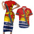 Personalised Mauri Kiribati Couples Matching Short Sleeve Bodycon Dress and Hawaiian Shirt Polynesian Ribaberiki Flag Style Mix Plumeria LT14 Red - Polynesian Pride