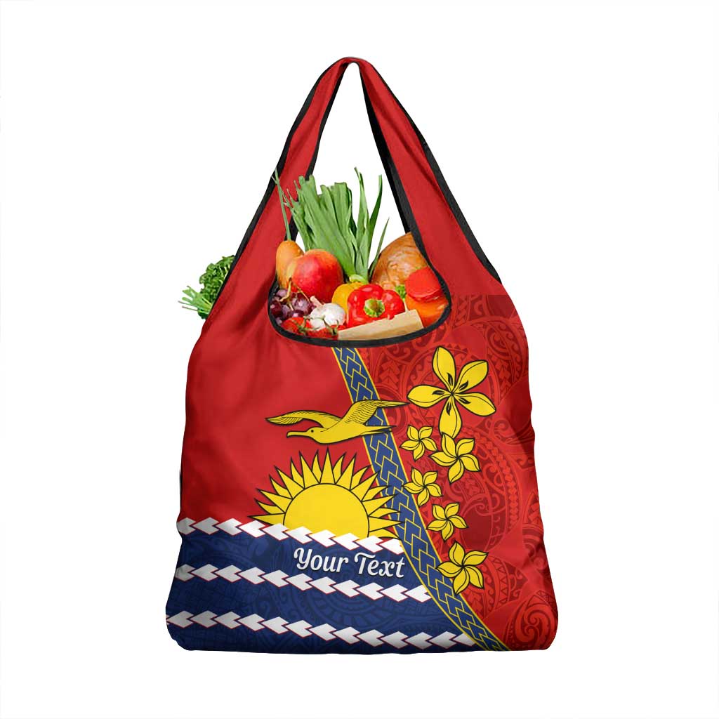 Personalised Mauri Kiribati Grocery Bag Polynesian Ribaberiki Flag Style Mix Plumeria LT14 1-pack One Size Red - Polynesian Pride