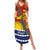 Personalised Mauri Kiribati Summer Maxi Dress Polynesian Ribaberiki Flag Style Mix Plumeria LT14 Women Red - Polynesian Pride