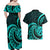 Turquoise New Zealand Mangopare Couples Matching Off Shoulder Maxi Dress and Hawaiian Shirt Aotearoa Maori Koru Style LT14 - Polynesian Pride