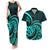 Turquoise New Zealand Mangopare Couples Matching Tank Maxi Dress and Hawaiian Shirt Aotearoa Maori Koru Style LT14 Turquoise - Polynesian Pride