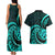 Turquoise New Zealand Mangopare Couples Matching Tank Maxi Dress and Hawaiian Shirt Aotearoa Maori Koru Style LT14 - Polynesian Pride