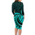 Turquoise New Zealand Mangopare Family Matching Long Sleeve Bodycon Dress and Hawaiian Shirt Aotearoa Maori Koru Style LT14 - Polynesian Pride