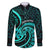 Turquoise New Zealand Mangopare Family Matching Mermaid Dress and Hawaiian Shirt Aotearoa Maori Koru Style LT14 Dad's Shirt - Long Sleeve Turquoise - Polynesian Pride