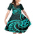 Turquoise New Zealand Mangopare Family Matching Off Shoulder Long Sleeve Dress and Hawaiian Shirt Aotearoa Maori Koru Style LT14 Daughter's Dress Turquoise - Polynesian Pride