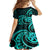 Turquoise New Zealand Mangopare Family Matching Off Shoulder Long Sleeve Dress and Hawaiian Shirt Aotearoa Maori Koru Style LT14 - Polynesian Pride