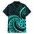 Turquoise New Zealand Mangopare Family Matching Off Shoulder Long Sleeve Dress and Hawaiian Shirt Aotearoa Maori Koru Style LT14 - Polynesian Pride