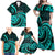 Turquoise New Zealand Mangopare Family Matching Off Shoulder Maxi Dress and Hawaiian Shirt Aotearoa Maori Koru Style LT14 - Polynesian Pride