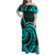 Turquoise New Zealand Mangopare Family Matching Off Shoulder Maxi Dress and Hawaiian Shirt Aotearoa Maori Koru Style LT14 Mom's Dress Turquoise - Polynesian Pride