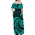 Turquoise New Zealand Mangopare Family Matching Off Shoulder Maxi Dress and Hawaiian Shirt Aotearoa Maori Koru Style LT14 - Polynesian Pride