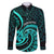 Turquoise New Zealand Mangopare Family Matching Puletasi and Hawaiian Shirt Aotearoa Maori Koru Style LT14 Dad's Shirt - Long Sleeve Turquoise - Polynesian Pride