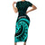 Turquoise New Zealand Mangopare Family Matching Short Sleeve Bodycon Dress and Hawaiian Shirt Aotearoa Maori Koru Style LT14 Mom's Dress Turquoise - Polynesian Pride