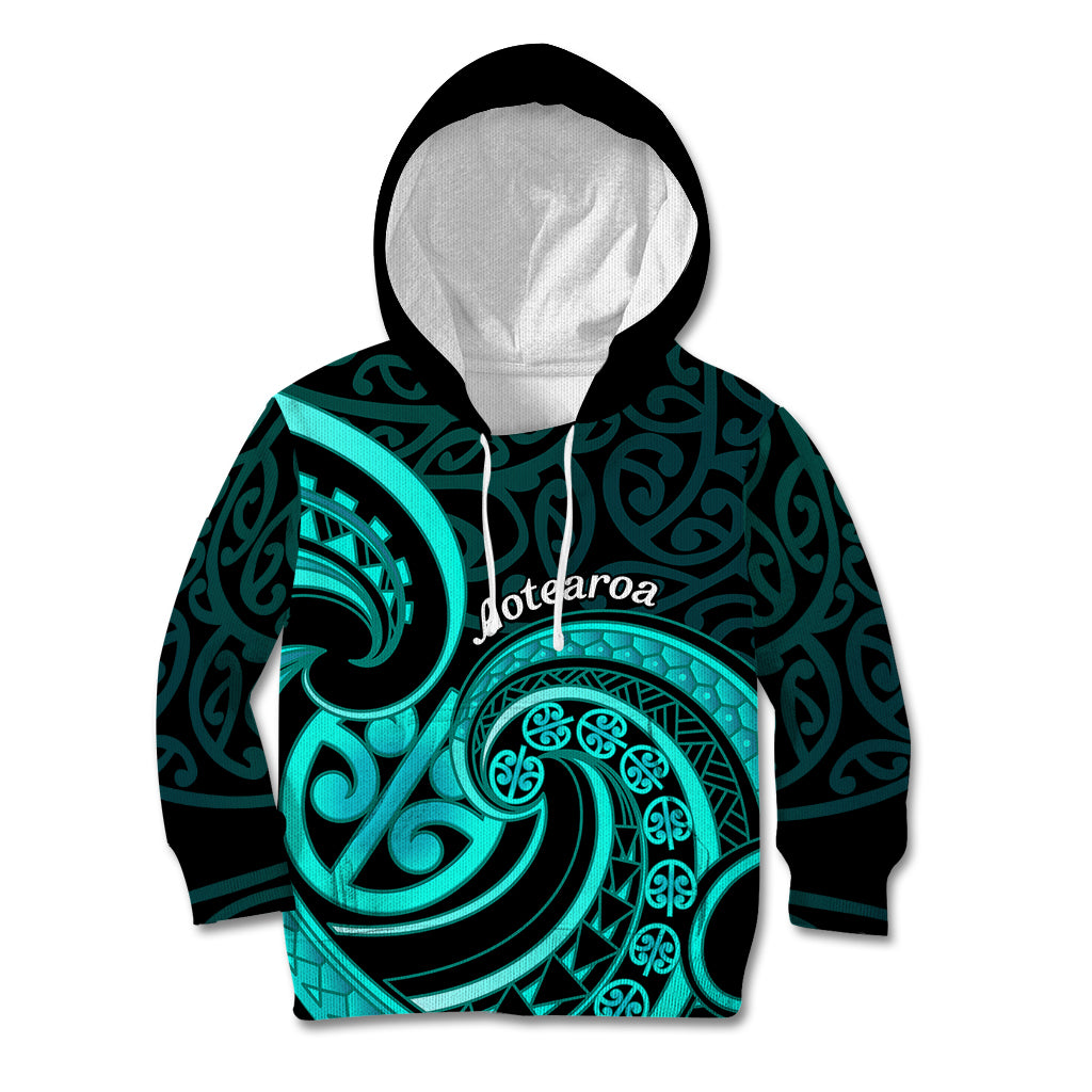 Turquoise New Zealand Mangopare Kid Hoodie Aotearoa Maori Koru Style LT14 Hoodie Turquoise - Polynesian Pride