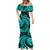 Turquoise New Zealand Mangopare Mermaid Dress Aotearoa Maori Koru Style LT14 - Polynesian Pride