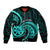 Turquoise New Zealand Mangopare Sleeve Zip Bomber Jacket Aotearoa Maori Koru Style LT14 Unisex Turquoise - Polynesian Pride