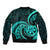 Turquoise New Zealand Mangopare Sleeve Zip Bomber Jacket Aotearoa Maori Koru Style LT14 - Polynesian Pride