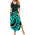 Turquoise New Zealand Mangopare Summer Maxi Dress Aotearoa Maori Koru Style LT14 Women Turquoise - Polynesian Pride