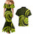 Lime Green New Zealand Mangopare Couples Matching Mermaid Dress and Hawaiian Shirt Aotearoa Maori Koru Style LT14 - Polynesian Pride