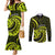 Lime Green New Zealand Mangopare Couples Matching Mermaid Dress and Long Sleeve Button Shirt Aotearoa Maori Koru Style LT14 Lime Green - Polynesian Pride