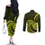 Lime Green New Zealand Mangopare Couples Matching Off The Shoulder Long Sleeve Dress and Long Sleeve Button Shirt Aotearoa Maori Koru Style LT14 - Polynesian Pride