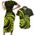 Lime Green New Zealand Mangopare Couples Matching Short Sleeve Bodycon Dress and Hawaiian Shirt Aotearoa Maori Koru Style LT14 Lime Green - Polynesian Pride