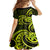 Lime Green New Zealand Mangopare Family Matching Off Shoulder Long Sleeve Dress and Hawaiian Shirt Aotearoa Maori Koru Style LT14 - Polynesian Pride