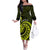 Lime Green New Zealand Mangopare Family Matching Off Shoulder Long Sleeve Dress and Hawaiian Shirt Aotearoa Maori Koru Style LT14 Mom's Dress Lime Green - Polynesian Pride