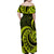 Lime Green New Zealand Mangopare Family Matching Off Shoulder Maxi Dress and Hawaiian Shirt Aotearoa Maori Koru Style LT14 - Polynesian Pride