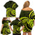 Lime Green New Zealand Mangopare Family Matching Off Shoulder Short Dress and Hawaiian Shirt Aotearoa Maori Koru Style LT14 - Polynesian Pride