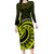 Lime Green New Zealand Mangopare Long Sleeve Bodycon Dress Aotearoa Maori Koru Style LT14 Long Dress Lime Green - Polynesian Pride