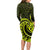 Lime Green New Zealand Mangopare Long Sleeve Bodycon Dress Aotearoa Maori Koru Style LT14 - Polynesian Pride