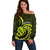 Lime Green New Zealand Mangopare Off Shoulder Sweater Aotearoa Maori Koru Style LT14 Women Lime Green - Polynesian Pride