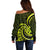 Lime Green New Zealand Mangopare Off Shoulder Sweater Aotearoa Maori Koru Style LT14 - Polynesian Pride