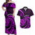 Purple Aotearoa Mangopare Couples Matching Off Shoulder Maxi Dress and Hawaiian Shirt NZ Maori Koru Style LT14 Purple - Polynesian Pride