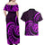 Purple Aotearoa Mangopare Couples Matching Off Shoulder Maxi Dress and Hawaiian Shirt NZ Maori Koru Style LT14 - Polynesian Pride