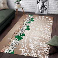 Cook Islands Tiare Maori With Conch Shell Area Rug 2025 Pasifika Polynesian Tattoo LT14 Brown - Polynesian Pride