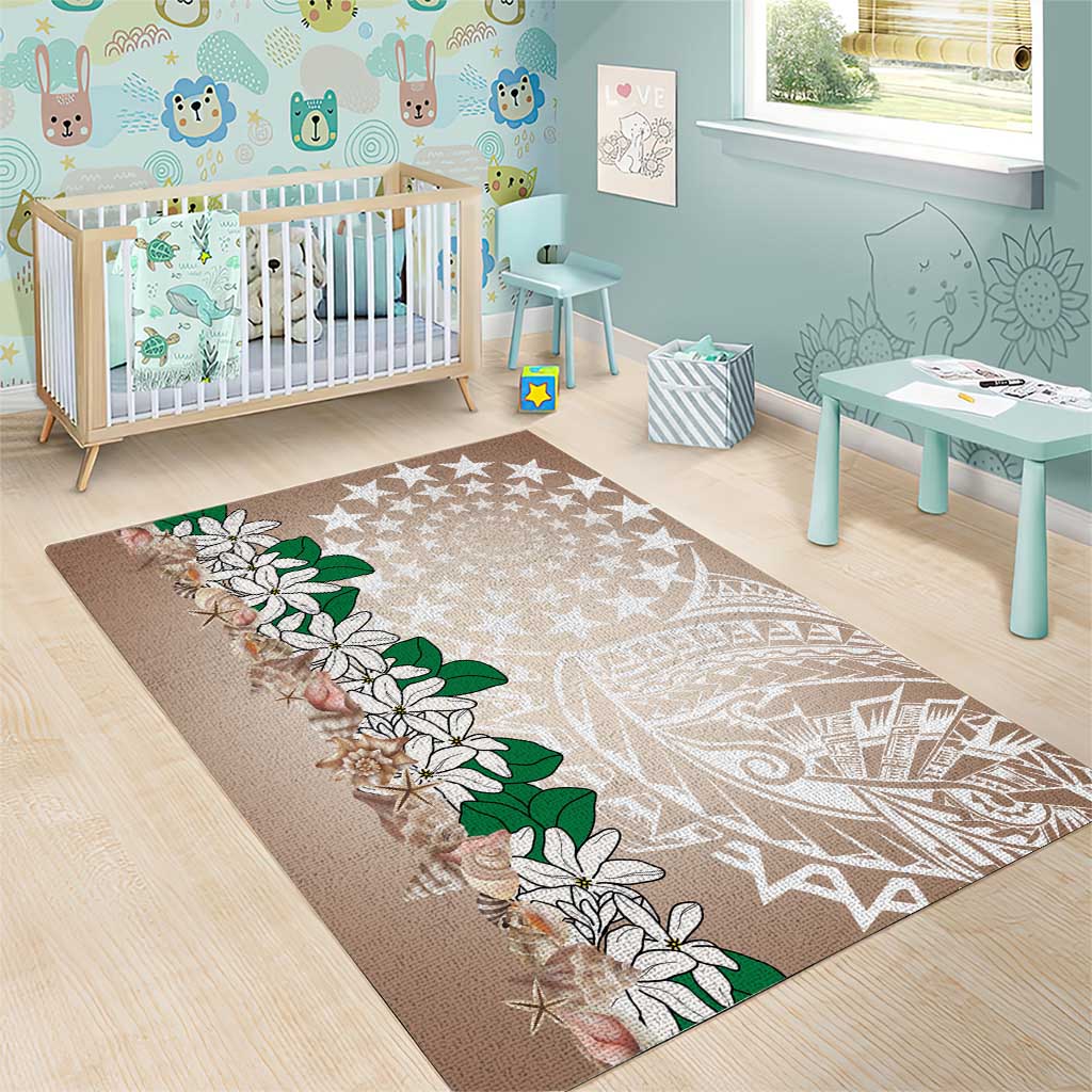 Cook Islands Tiare Maori With Conch Shell Area Rug 2025 Pasifika Polynesian Tattoo LT14 - Polynesian Pride