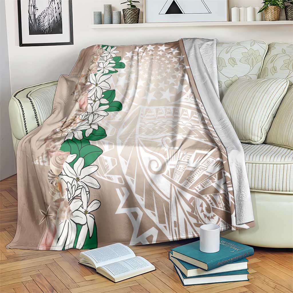Cook Islands Tiare Maori With Conch Shell Blanket 2025 Pasifika Polynesian Tattoo LT14 Brown - Polynesian Pride