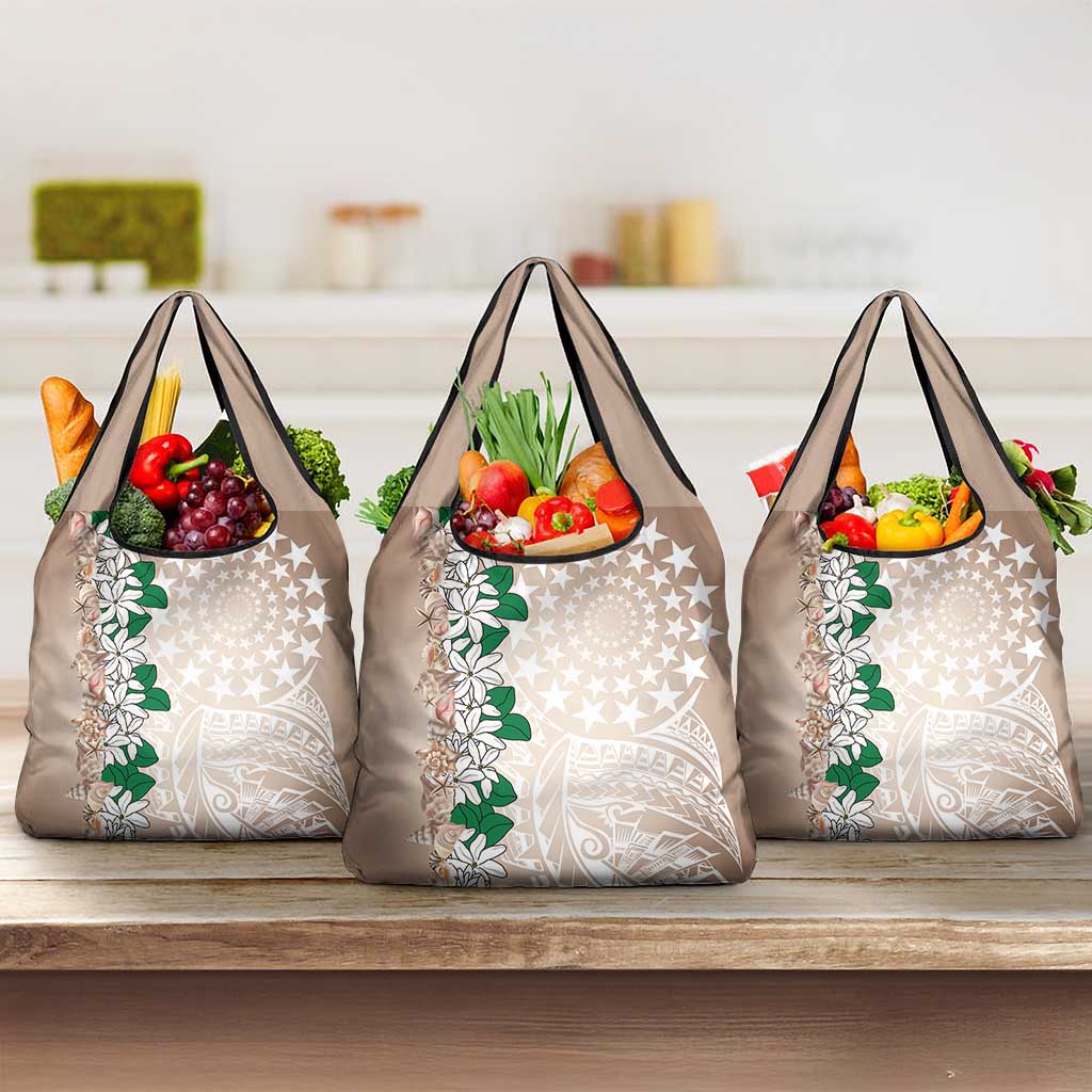 Cook Islands Tiare Maori With Conch Shell Grocery Bag 2025 Pasifika Polynesian Tattoo LT14 3-pack One Size Brown - Polynesian Pride