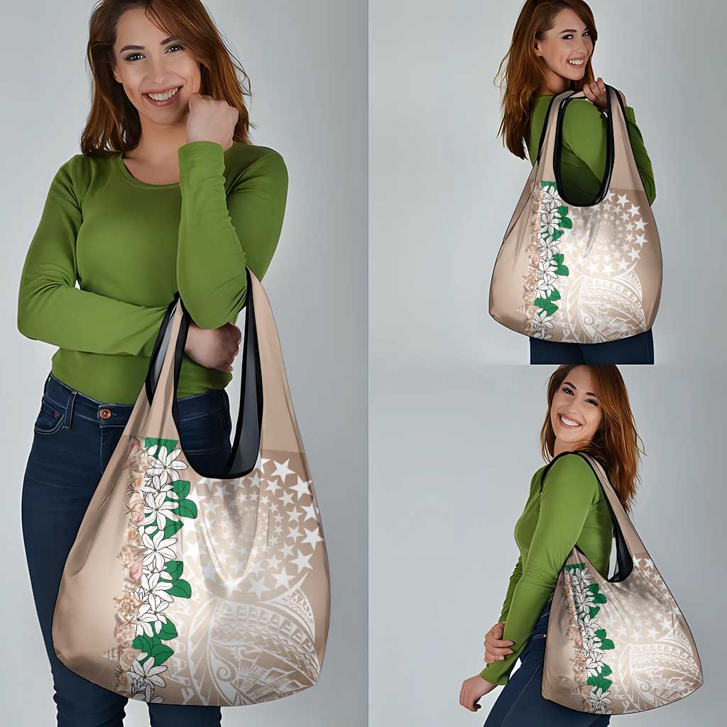 Cook Islands Tiare Maori With Conch Shell Grocery Bag 2025 Pasifika Polynesian Tattoo LT14 - Polynesian Pride