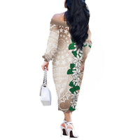 Cook Islands Tiare Maori With Conch Shell Off The Shoulder Long Sleeve Dress 2025 Pasifika Polynesian Tattoo LT14 - Polynesian Pride