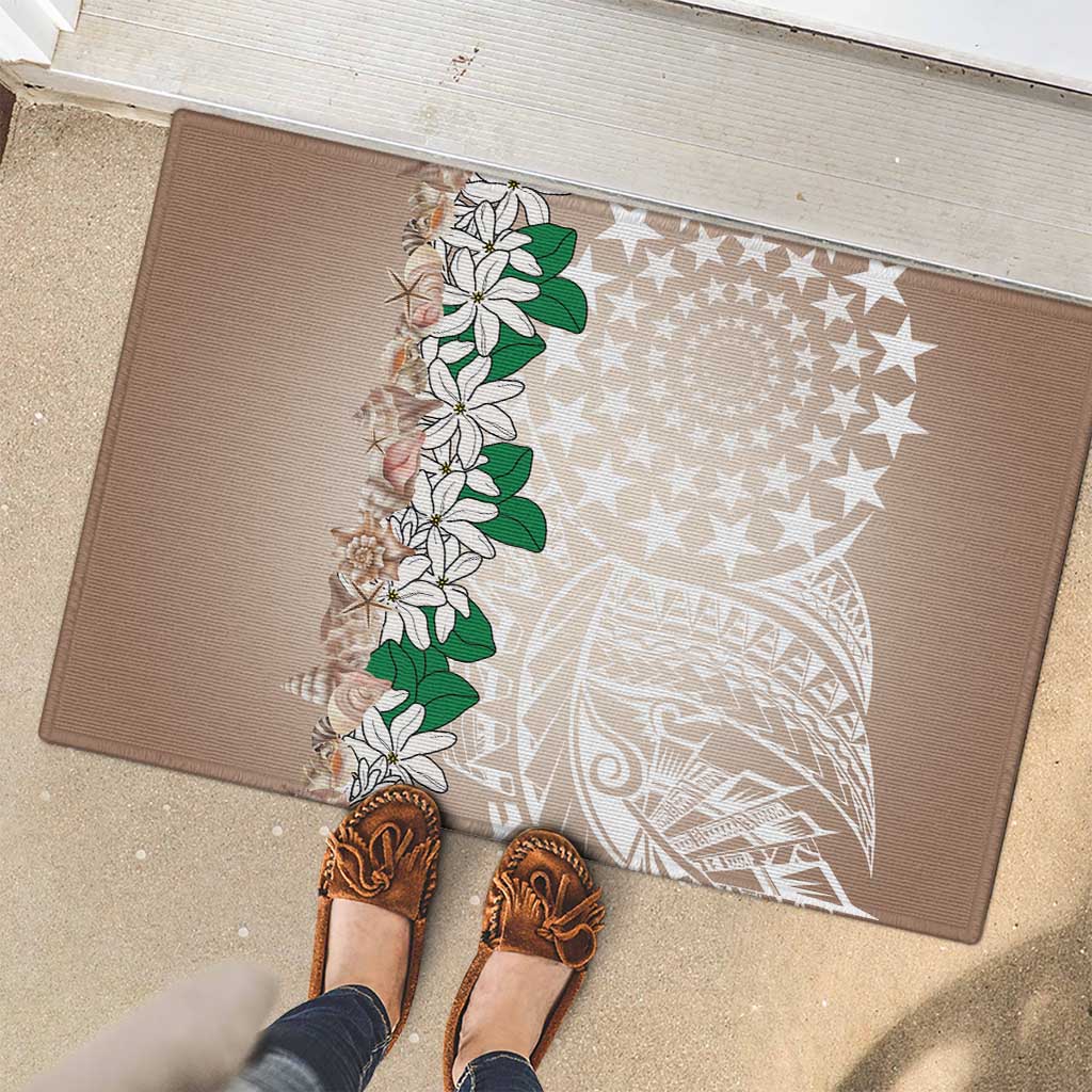Cook Islands Tiare Maori With Conch Shell Rubber Doormat 2025 Pasifika Polynesian Tattoo LT14 - Polynesian Pride