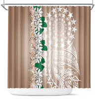 Cook Islands Tiare Maori With Conch Shell Shower Curtain 2025 Pasifika Polynesian Tattoo LT14 Brown - Polynesian Pride